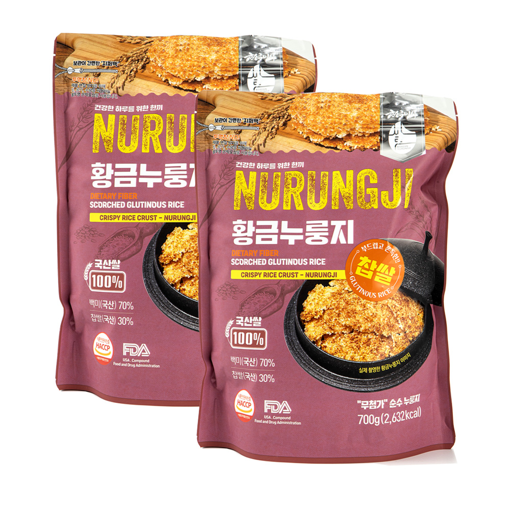 [황금이삭]국산 황금누룽지 찹쌀 700g 2봉 황금색으로 오래구워 더욱더 고소한 찹쌀누룽지 - 상품 이미지