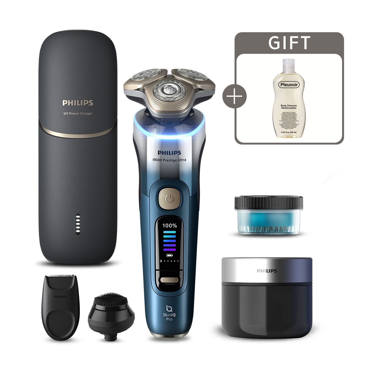 필립스 전기 면도기 i9000 프레스티지 울트라 한정판 UV케이스  XP9406/65+플르부아 바디클렌저 제품 이미지