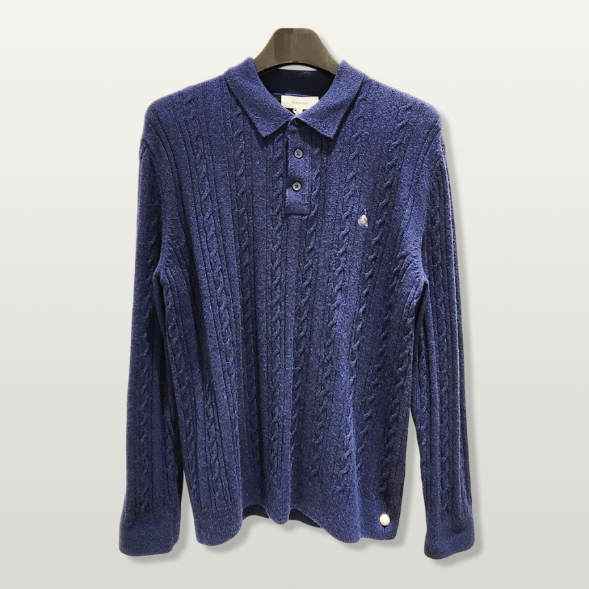 빈폴 아울렛 남성 케이블 울 카라 긴팔 니트 951C22R - 상품 이미지