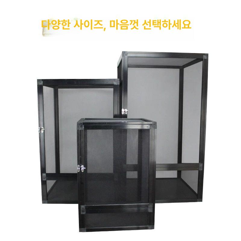 파충류 사육장 온도조절 기능 사육상자 도마뱀 카멜레온 세로형 블랙 풀 메쉬 42 x 42x66 - 상세 이미지 3
