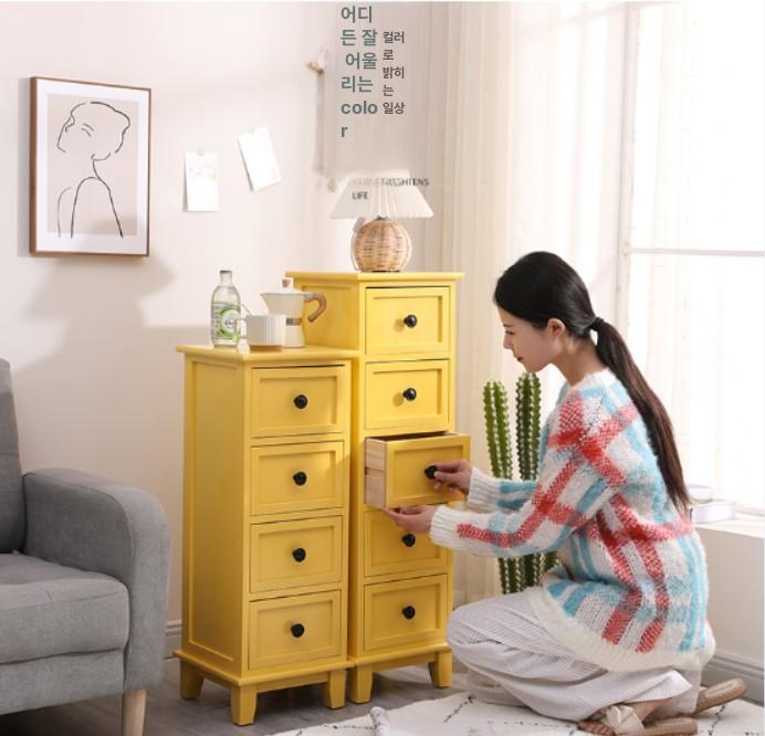 틈새 수납장 냉장고 옆 속깊은 팬트리 팬트리장 그릇장 아이보리 3단 서랍 완전 조립 완료 - 상세 이미지 5
