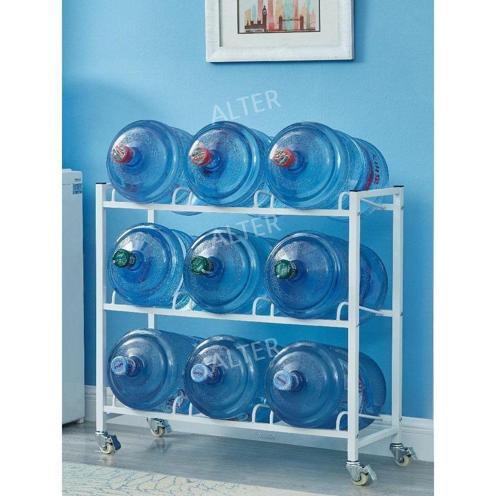 스텐 생수통 보관대 거치대 물통 사무실 정리 바퀴달린 블랙 3열 4단 탈착식 14kg - 상세 이미지 2