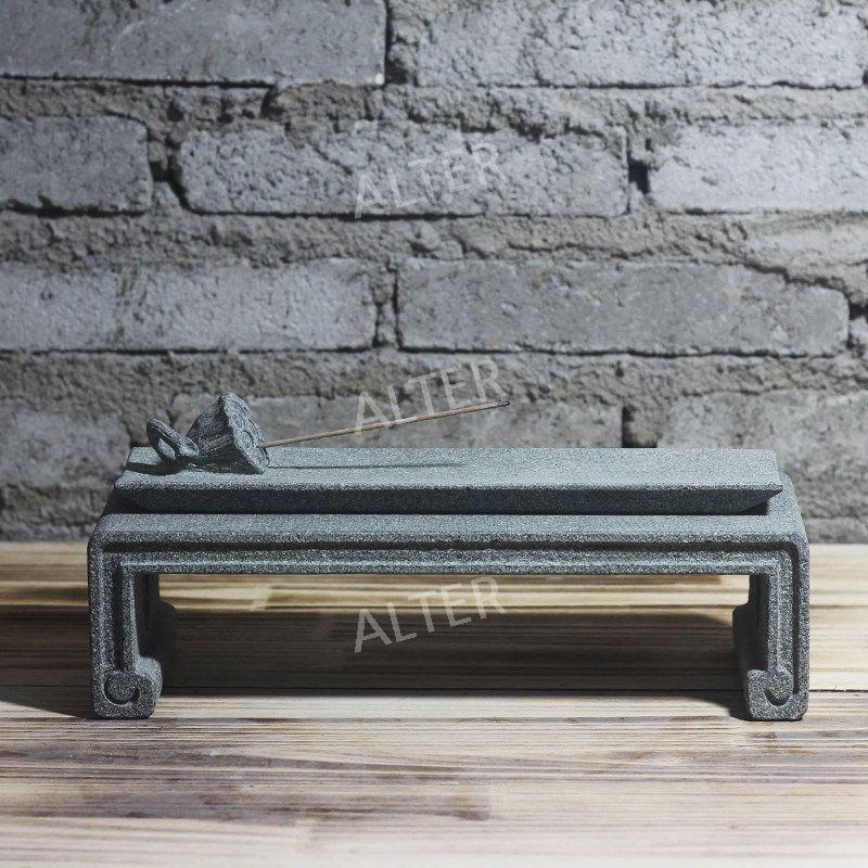 청석 받침대 수반 석재 꾸미기 진열대 분재 화분 정원 청회색 48x18x8cm - 상세 이미지 3