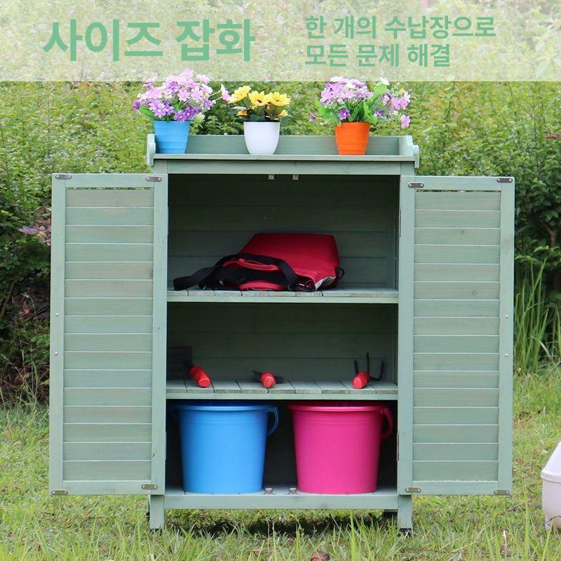 농기구 보관함 텃밭 창고 이동식 실외 캐비닛 옥상 정리 퍼플 3칸 아연도금 상판 1개 - 상세 이미지 5
