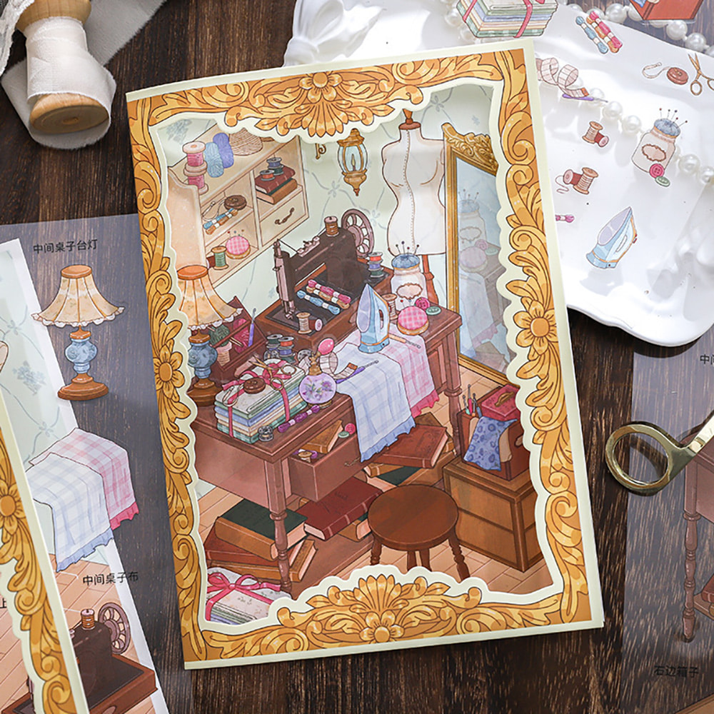 [세트구매 2종] 3D방꾸미기 다꾸 스꾸 씬스티커 빈티지 핸드메이드 이미지 3