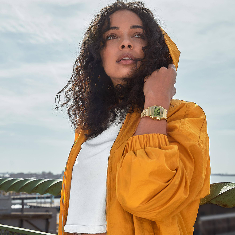 타이맥스 T80 스테인리스 스틸 남녀공용 디지털 전자시계 골드