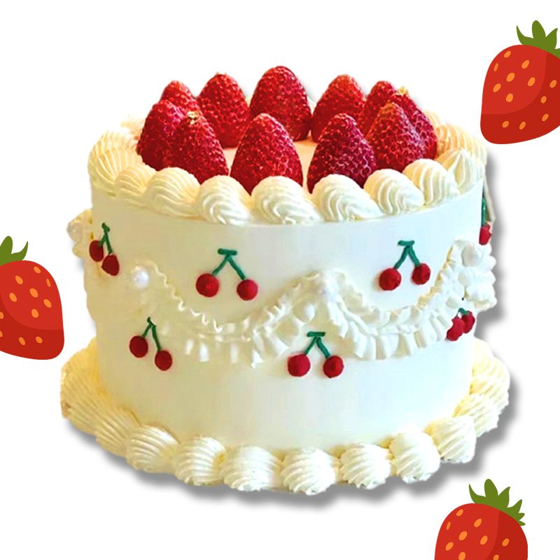 딸기 생크림 모형 케이크 클레이 모조 케익 생일 웨딩 디저트 2단 3단 장식용 미니어쳐 - 상세 이미지 3
