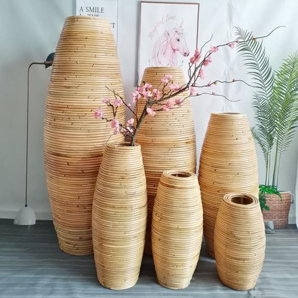리멤버셀 라탄화병 부케 말리기 꽃 조화 세트 인테리어 대형 A. 30cm 높이 - 상품 이미지