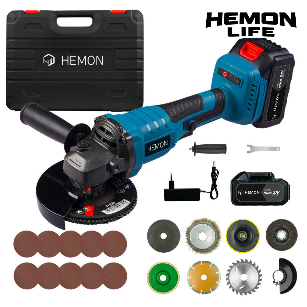 헤몬 21V 무선 핸드 그라인더 연마기 충전 전기 앵글 그라인더 풀세트 제품 이미지