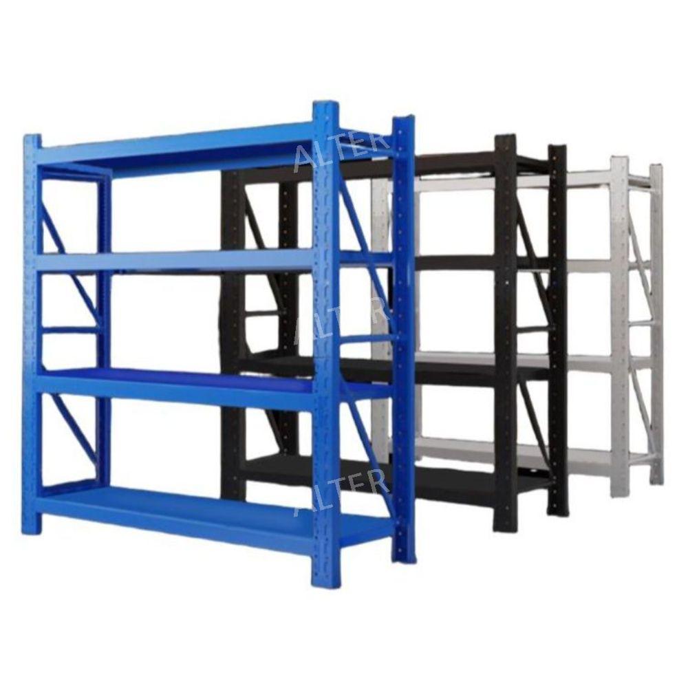 적재 다이 중량물 선반 창고 수납 자재보관 공장 앵글 1.8m 블루 4단 선반 120x50cm 하중 580kg - 상세 이미지 2