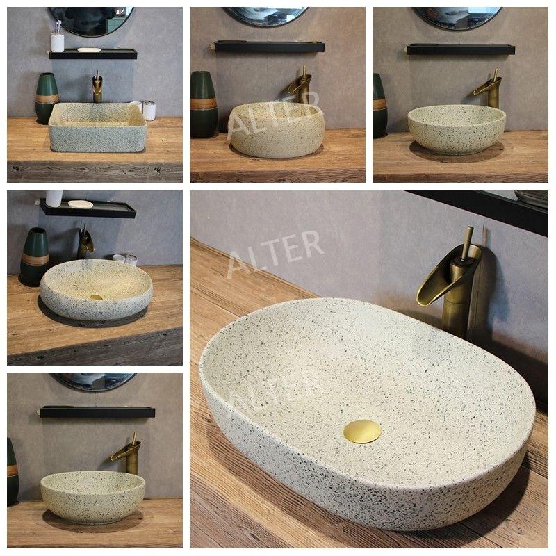 인테리어 돌 세면대 화장실 매장 리모델링 카페 호텔 원형 분지 35x35cm - 상세 이미지 2