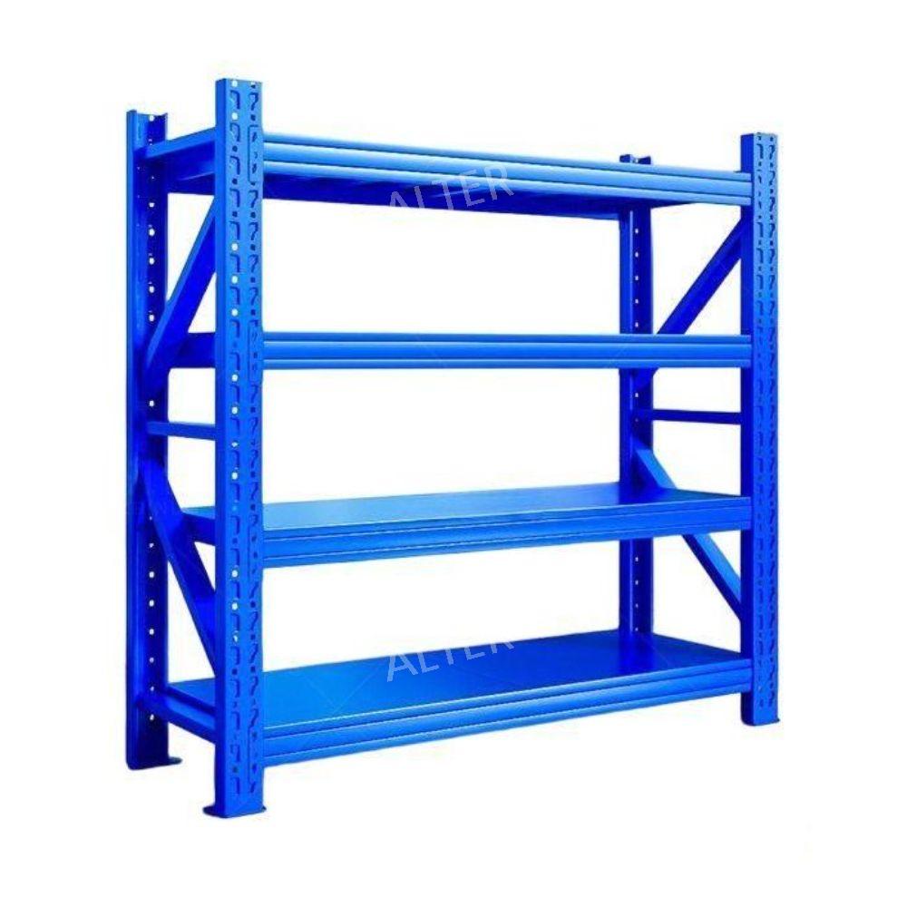 적재 다이 중량물 선반 창고 수납 자재보관 공장 앵글 1.8m 블루 4단 선반 120x50cm 하중 580kg - 상품 이미지