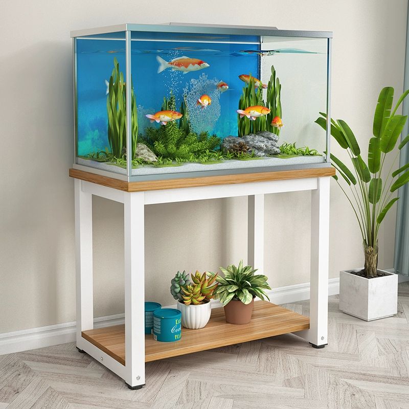 받침대 거북이 수조 거치대 보강판 수납 선반 큐브 스틸 블랙 라이트월넛 50x30x70cm - 상세 이미지 2