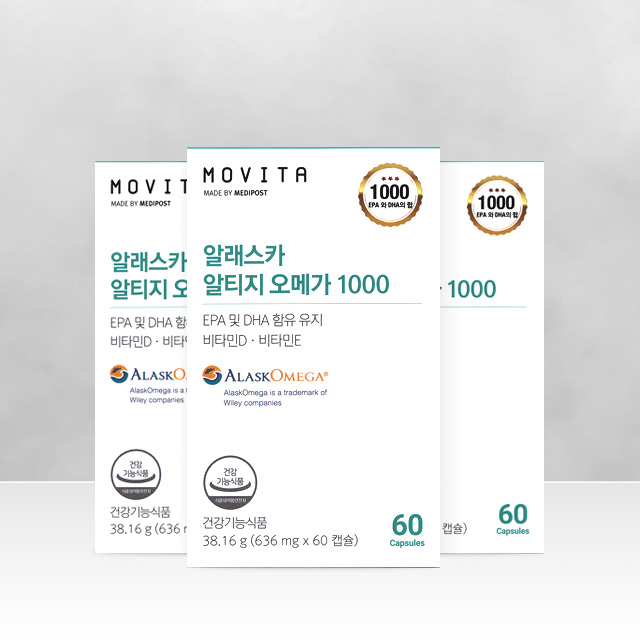 모비타 알래스카 알티지오메가1000 장용성 rTG 오메가3 EPA DHA 60캡슐, 3개 제품 이미지