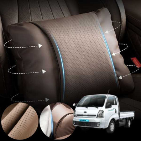 자체제작 그나니몰 기아 봉고3 EV 모템 자동차 가죽 요추지지 S라인 허리쿠션 브라운 1개