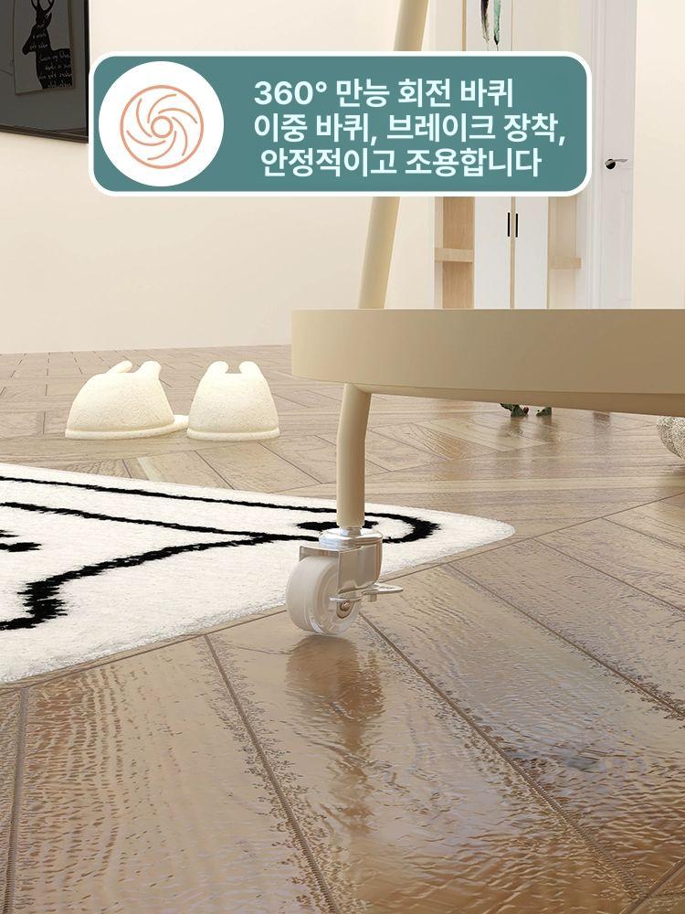 테이블 슬림 2단 무광 철제 골드 모던 트롤리 스텐 크림화이트 - 상세 이미지 4