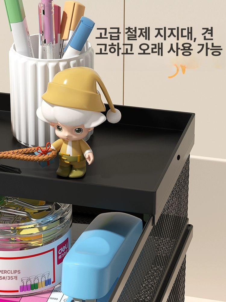 문서 보관함 서류 정리함 수납함 지류 파일 정리대 도면 블랙 4단+수납 바구니+3칸 서랍 - 상세 이미지 4