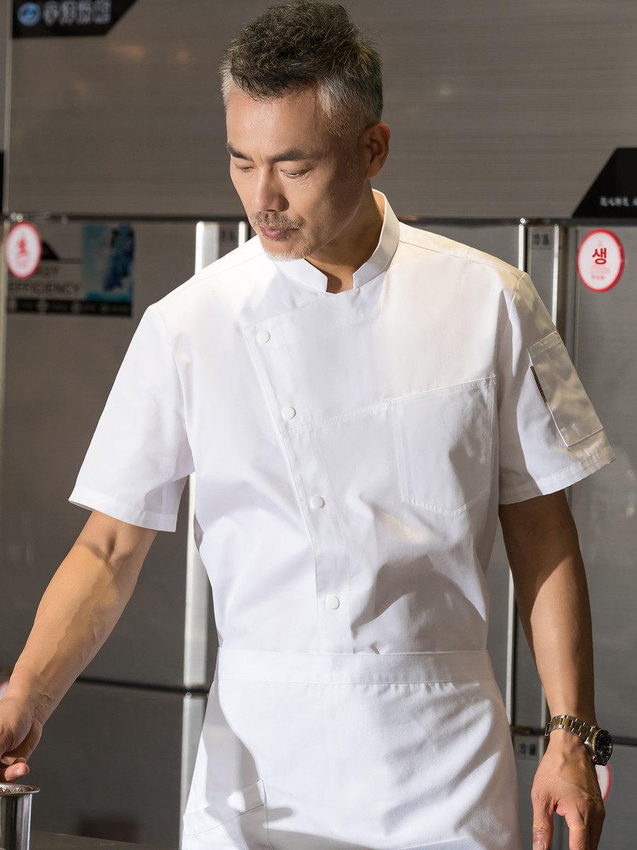 셰프 조리복 긴팔 호텔 주방 앞치마 레스토랑 겨울 반팔 블랙 반팔 m - 상세 이미지 4