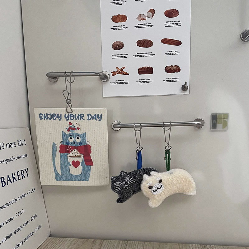 초강력 자석 스테인리스 스텐 수건 소품 걸이 행거 주방 화장실 쇠테리어 1단, 31.3cm 이미지 7