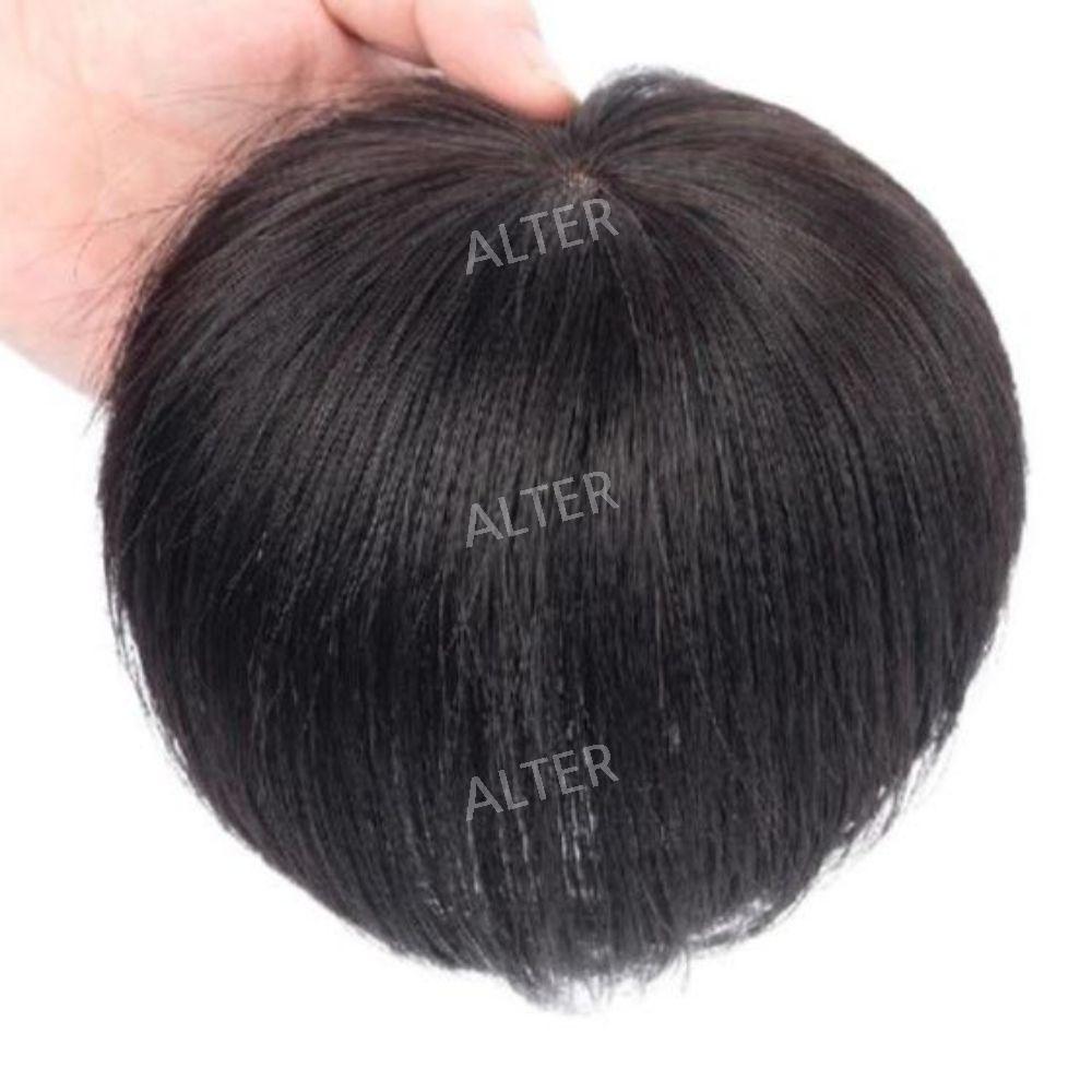 정수리 여성 인모 중년 탑커버 부분가발 헤어뽕 가르마 볼륨 백발커버 자연 20cm - 상품 이미지
