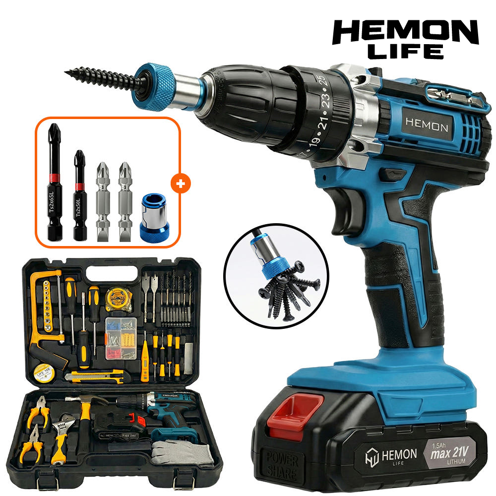 헤몬 다쪼아 터보 올인원 전동 드릴 드라이버 충전 공구 세트 제품 이미지