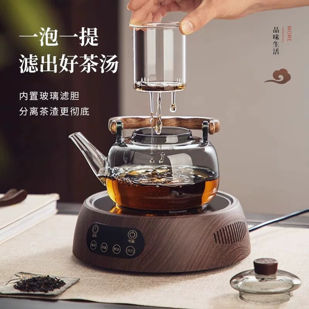 우드 내열 유리 티포트 주전자 A A. 1L 이상, A. 무허 손잡이 찻주전자 1000ml - 상세 이미지 4