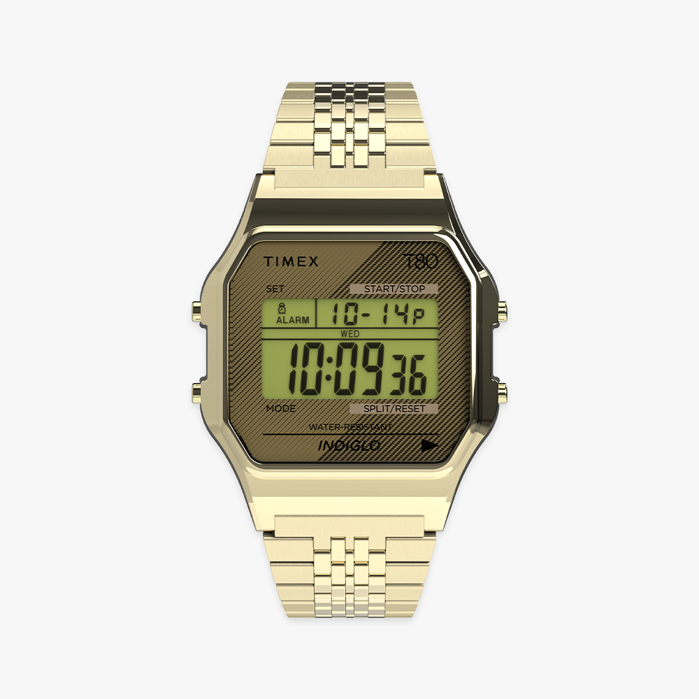타이맥스 T80 스테인리스 스틸 남녀공용 디지털 전자시계 골드
