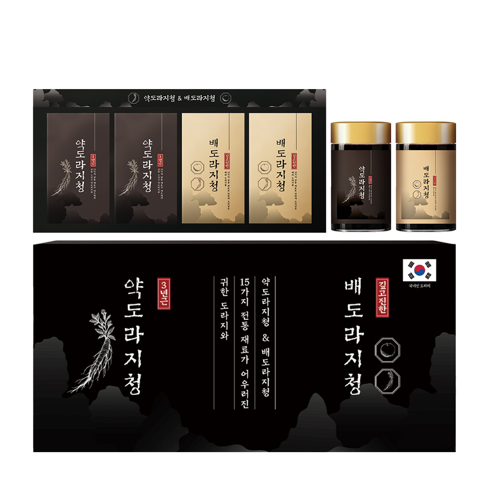 [국내산 도라지] 참앤들황토농원 프리미엄 약도라지청2병 배도라지청2병 총4병 선물세트 1kg, 1개 - 상품 이미지