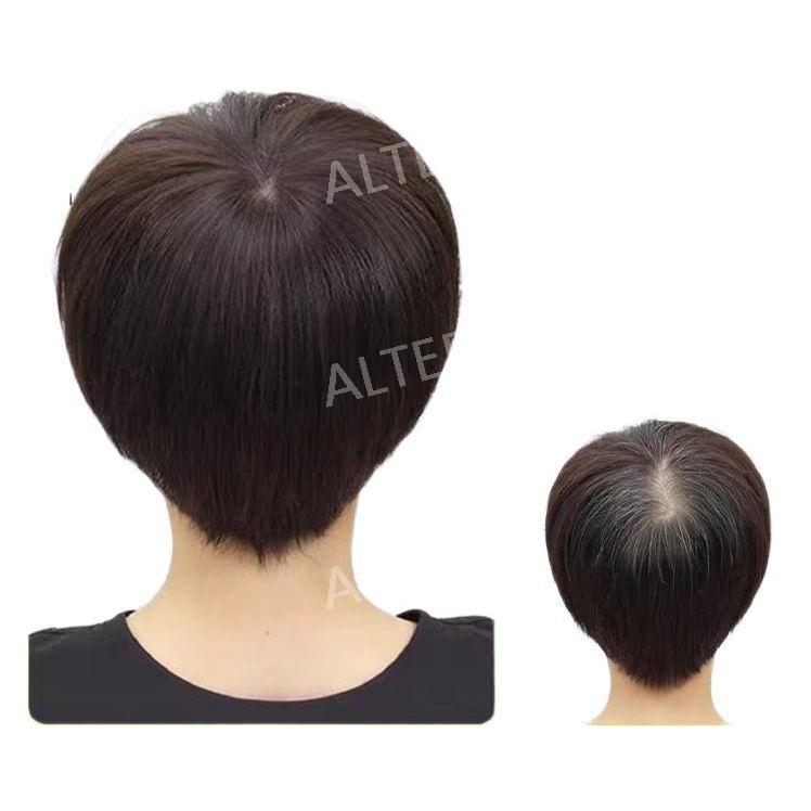 정수리 여성 인모 중년 탑커버 부분가발 헤어뽕 가르마 볼륨 백발커버 자연 20cm - 상세 이미지 3