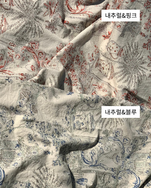 파키스탄 15수 린넨원단 면혼방 오리엔탈 빈티지 커튼 앞치마 테이블보 천 - 상세 이미지 2