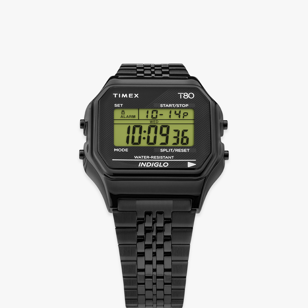 타이맥스 T80 스테인리스 스틸 남녀공용 디지털 전자시계 블랙