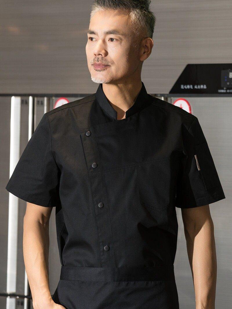 셰프 조리복 긴팔 호텔 주방 앞치마 레스토랑 겨울 반팔 블랙 반팔 m - 상품 이미지