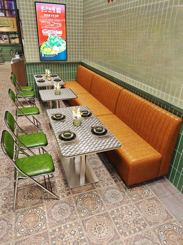 테이블 스텐 카페용 업소용 레트로 식당 원형 사각 스테인리스 120 x 60cm 롱 테이블 공식 표준 구성 - 상품 이미지