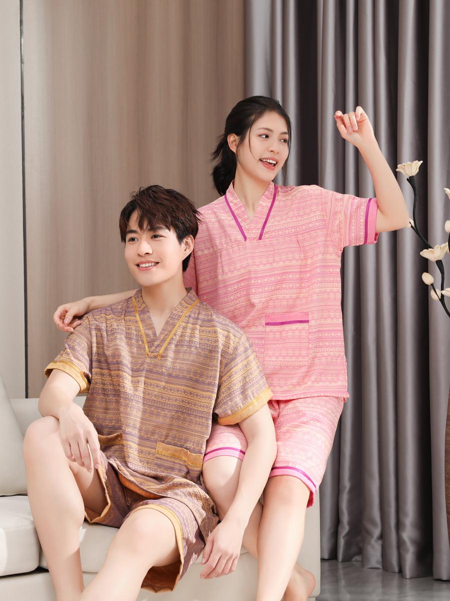 찜질복 세트 업소용 마사지 여성용 사우나옷 찜질방 반팔 핑크 플로럴 여성용 여성50.0 60.0kg 남성70.0 - 상세 이미지 5
