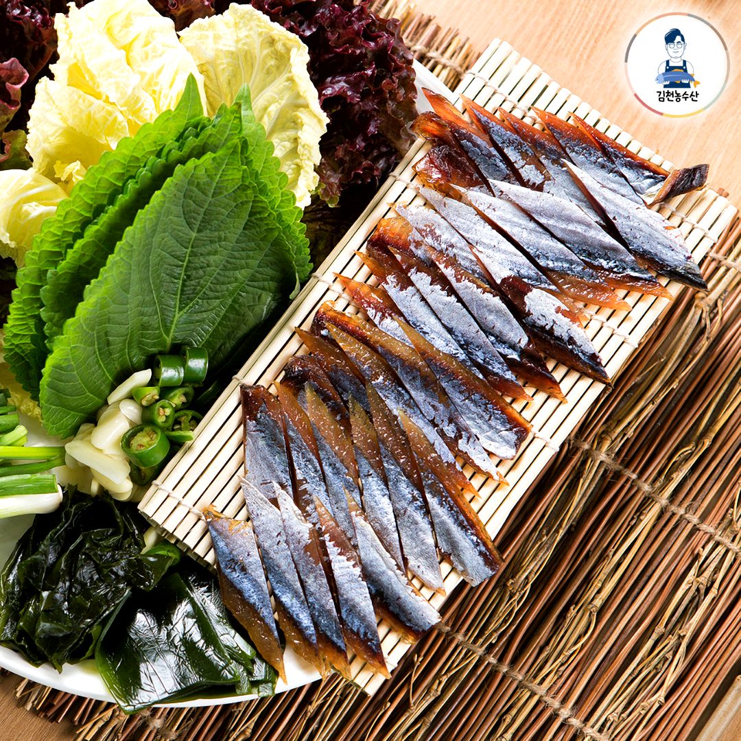 포항 구룡포 제철 햇 꽁치 과메기 야채세트 10미20쪽 - 상세 이미지 2