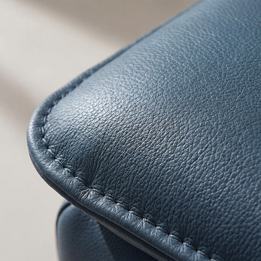 베른 물소가죽쇼파 넓은쇼파 천연가죽 다크블루, 3인용