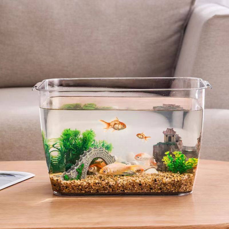 안깨지는 PET 아크릴 직사각형 투명 미니 수족관 물고기 거북이 금붕어 관상용 소형 어항 - 상세 이미지 2