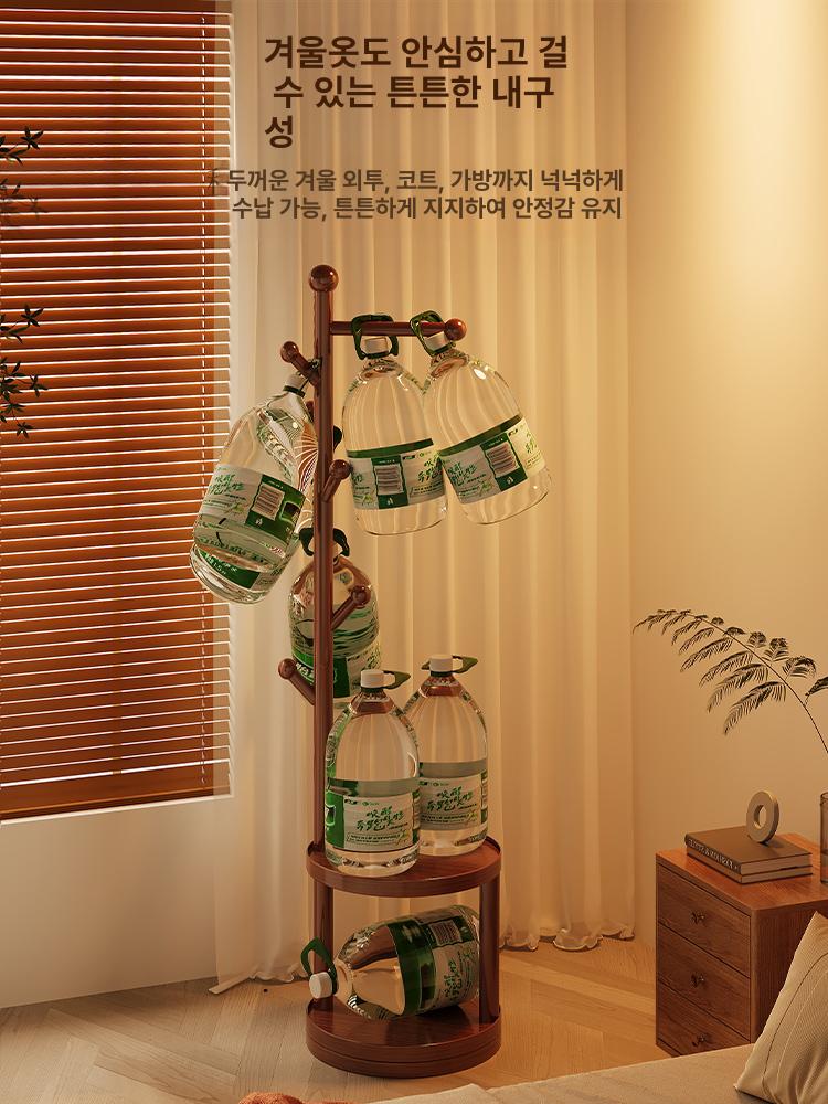 원목 스탠드 행거 엔틱 이동식 행가 안방 미끄럼방지 기본 월넛 고정형 - 상세 이미지 4