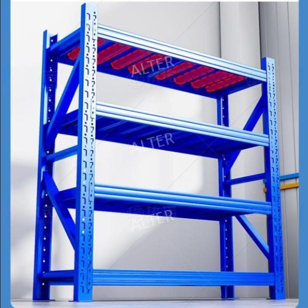 적재 다이 중량물 선반 창고 수납 자재보관 공장 앵글 1.8m 블루 4단 선반 120x50cm 하중 580kg - 상세 이미지 4