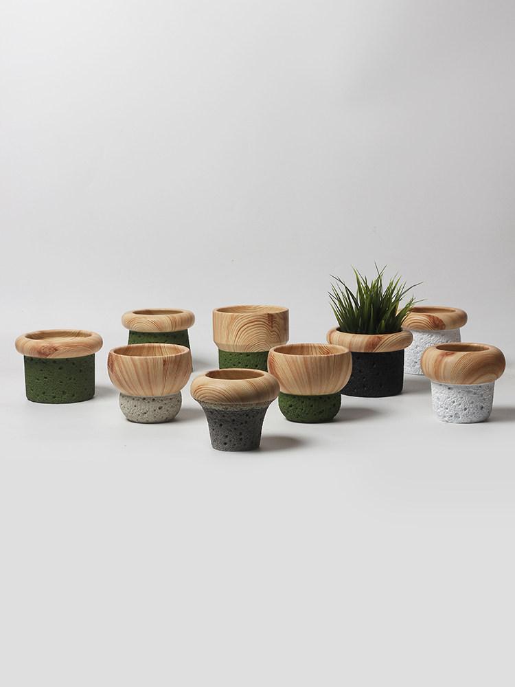 도자기 예쁜 공기정화 식물 다육이 거실 인테리어 미니 시멘트 내추럴 시멘트 13.5 x 13.5 x 13.5cm - 상세 이미지 3