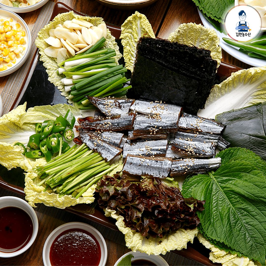 포항 구룡포 제철 햇 꽁치 과메기 야채세트 10미20쪽 이미지 7