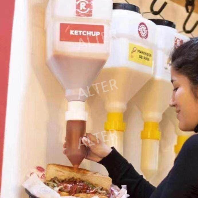 거꾸로 소스통 대용량 원통 디스펜서 마요네즈 감자튀김 3.5L 스퀘어 배럴 8개 - 상세 이미지 3