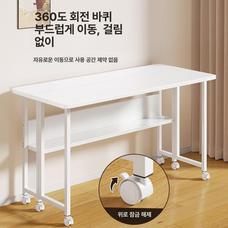 접이식 노트북 데스크 기숙사 바퀴형 간이 보조 이동식 80 x 40cm - 상세 이미지 5