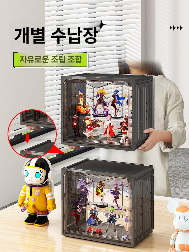 진열장 보관함 레고 대형 진열대 거치대 투명 케이스 프리미엄블랙 5칸 이중 자석문 - 상세 이미지 2