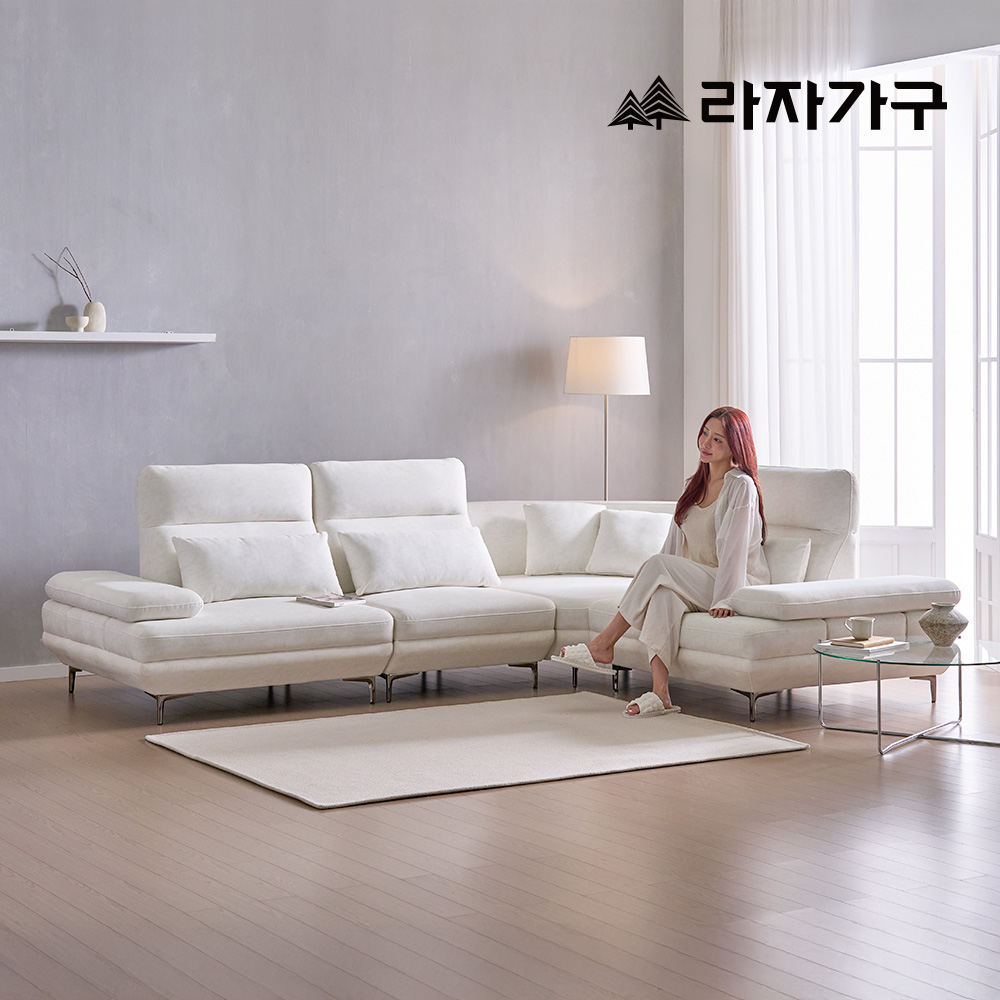 라자가구 리오르 5인 코너형 스윙 소파 등받이조절 패브릭 거실 쇼파