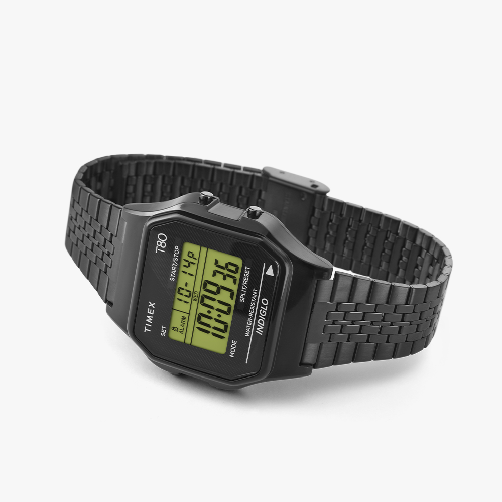 타이맥스 T80 스테인리스 스틸 남녀공용 디지털 전자시계 블랙