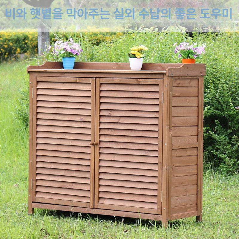 농기구 보관함 텃밭 창고 이동식 실외 캐비닛 옥상 정리 퍼플 3칸 아연도금 상판 1개 - 상세 이미지 4
