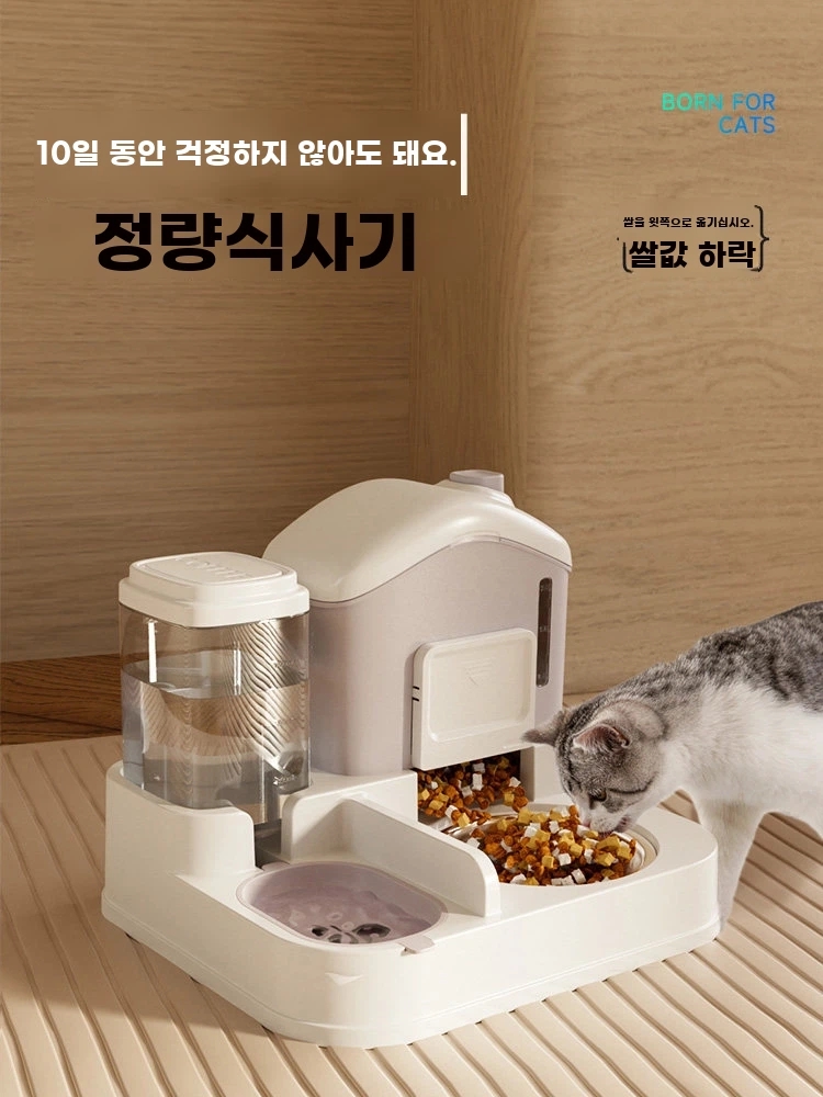 반려동물 반자동급식기 고양이 사료 자 A. taro purple 첨가 된 스테인레스 스틸 보울 곡물 생산을 위해 조정할 수 있고 청소하기 쉬운 - 상품 이미지