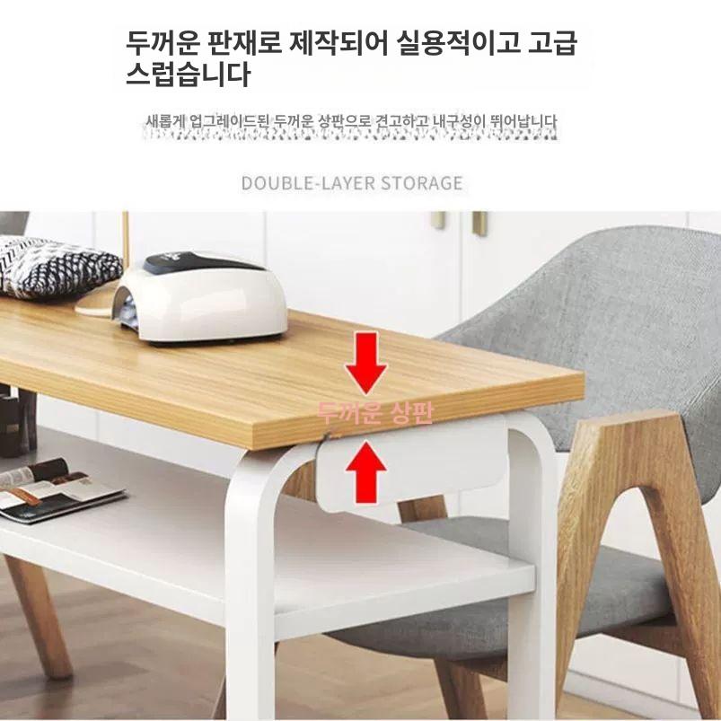 네일 아트책상 데스크 손톱 손질 네일샵 골드프레임 수납 화이트 상판 120cm - 상세 이미지 5