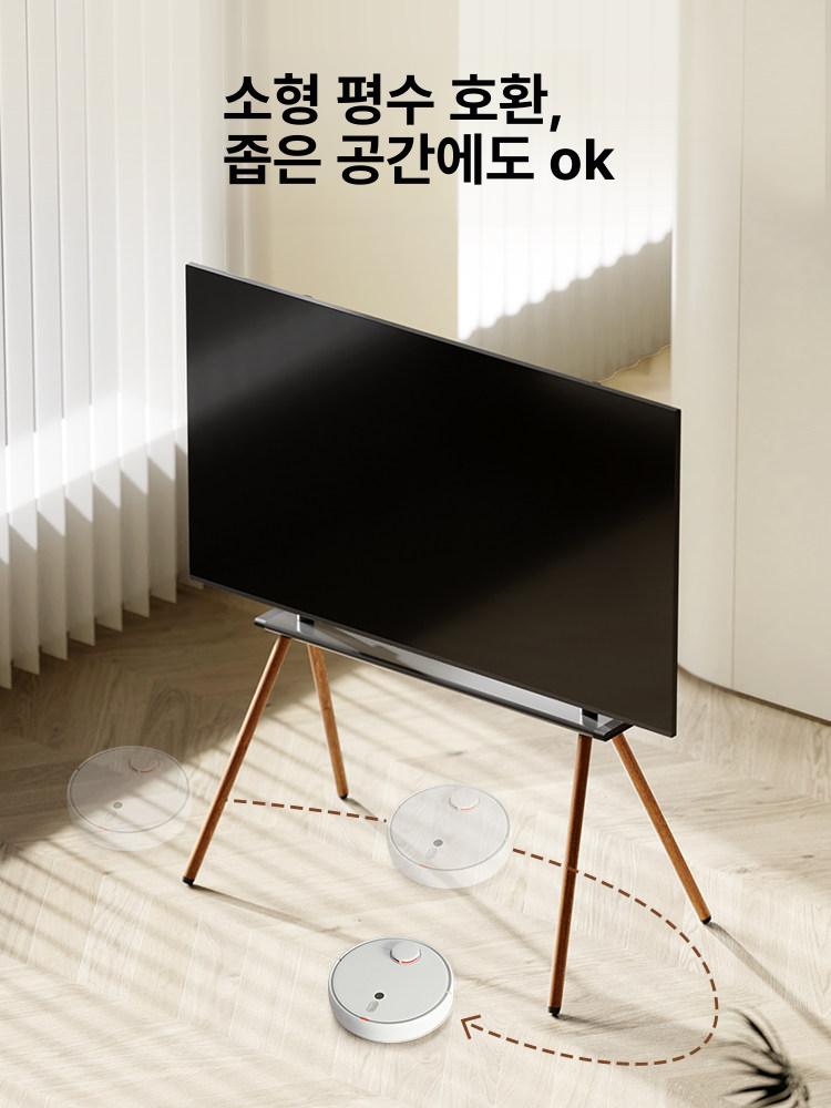 TV 이동식 거치대 안전 고정 대형 TV용 인테리어 피아노 블랙 + 비치 32 86인치 50kg - 상세 이미지 2